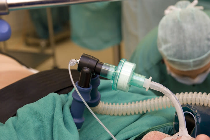 Close-up of a tube coming out of a patient's body