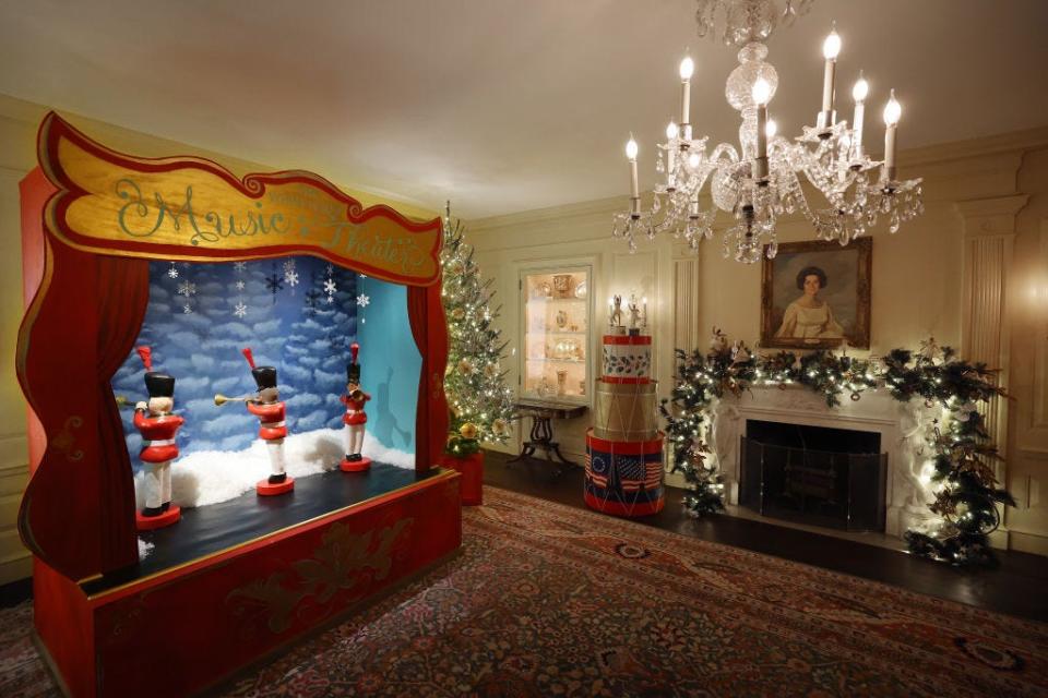 The Vermeil Room of the White House decorated for Christmas