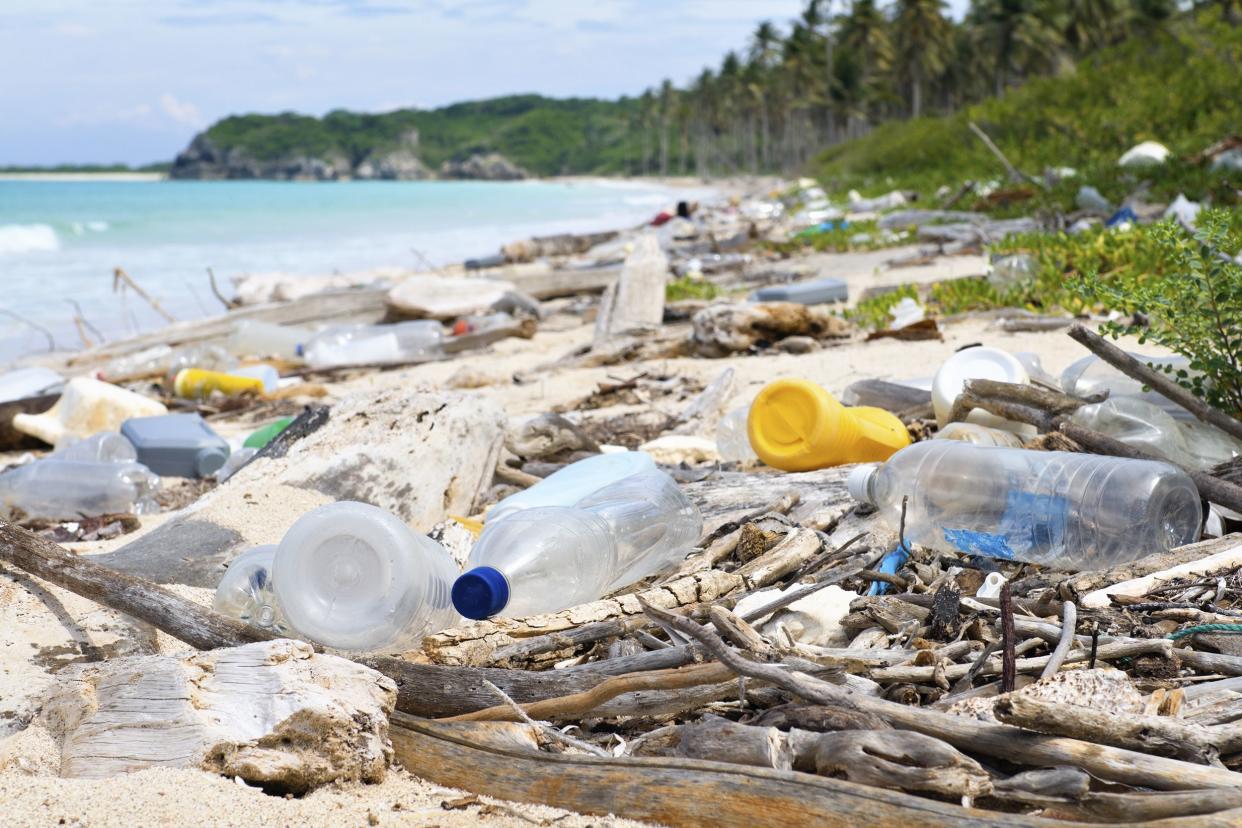 litter on beach