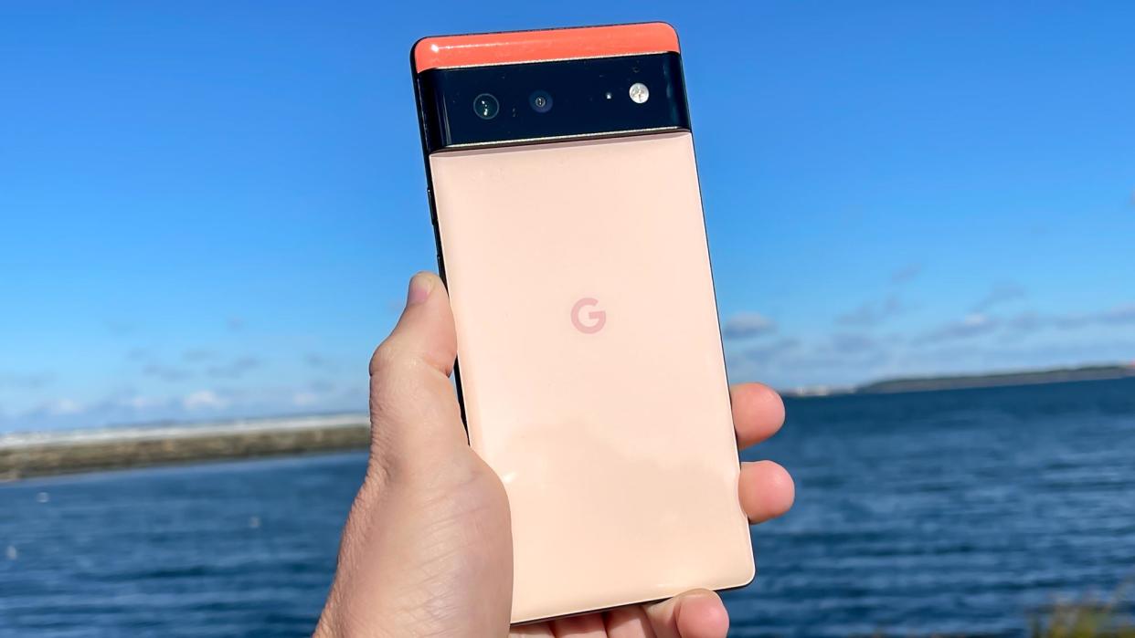  Google Pixel 6 held in hand. 