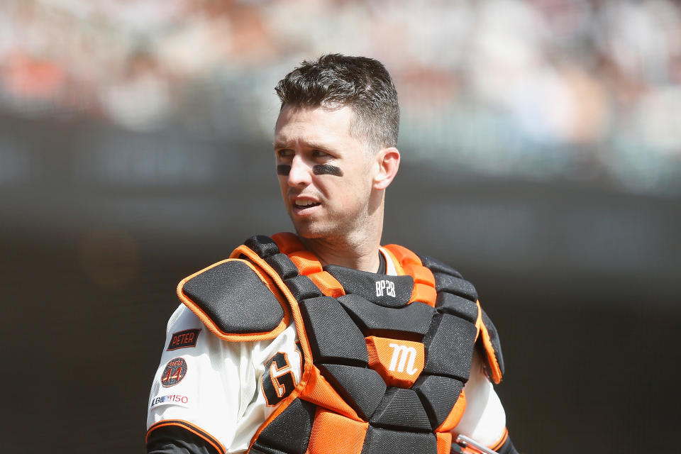 Catcher Buster Posey #28 of the San Francisco Giants 