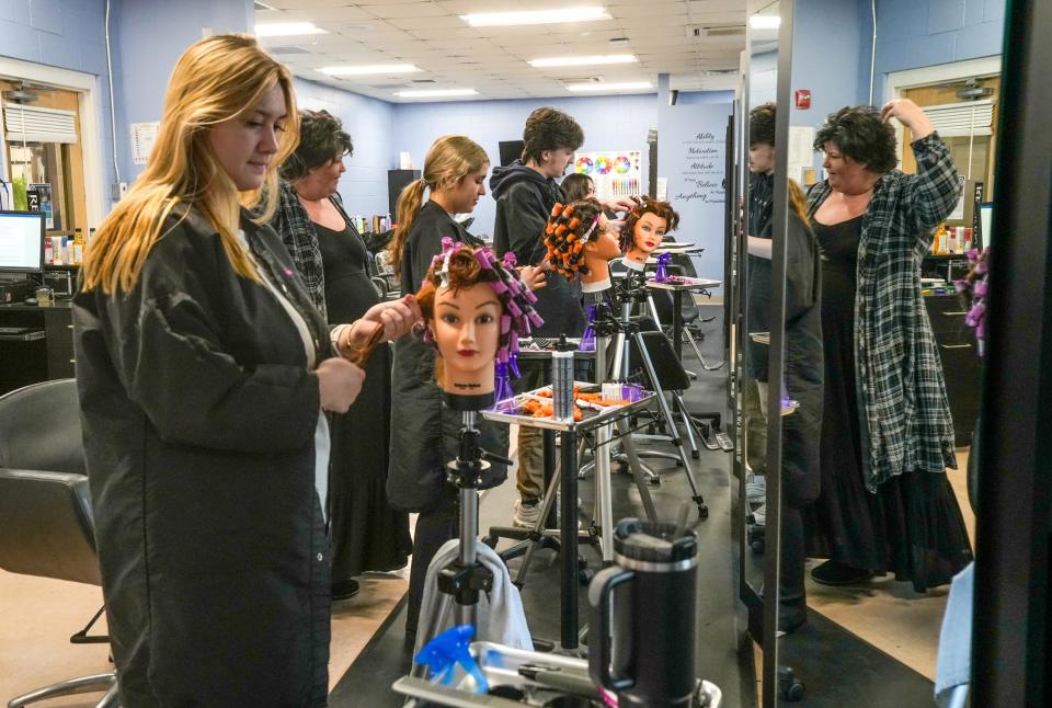 Cosmetology class at Westerly High School.