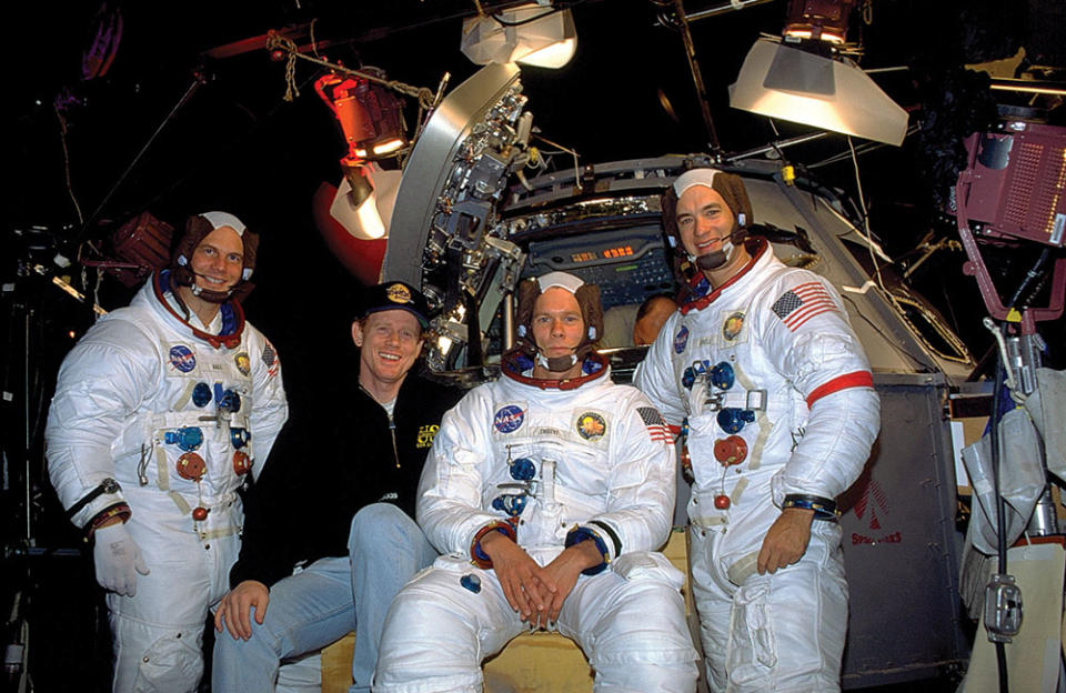 From left: Bill Paxton, Howard, Kevin Bacon and Tom Hanks on the set of Apollo 13 in 1995. - Credit: Courtesy of Universal/Everett Collection