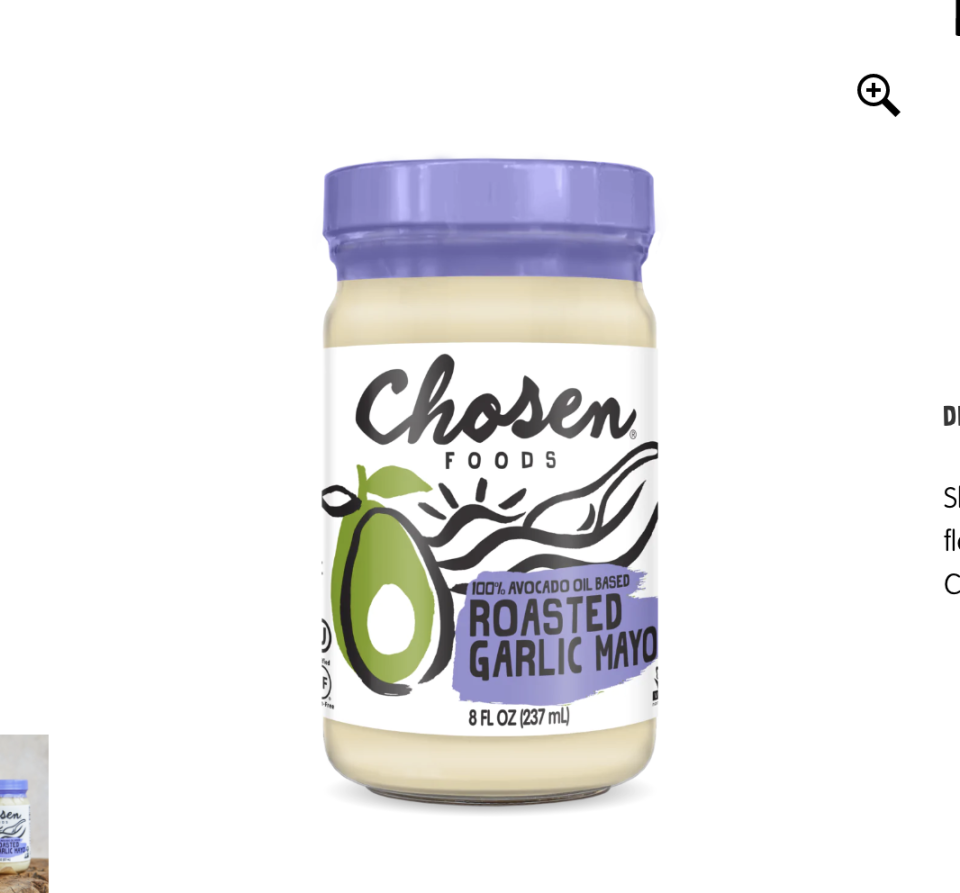 19) Chosen Foods Roasted Garlic Avocado Oil Mayo