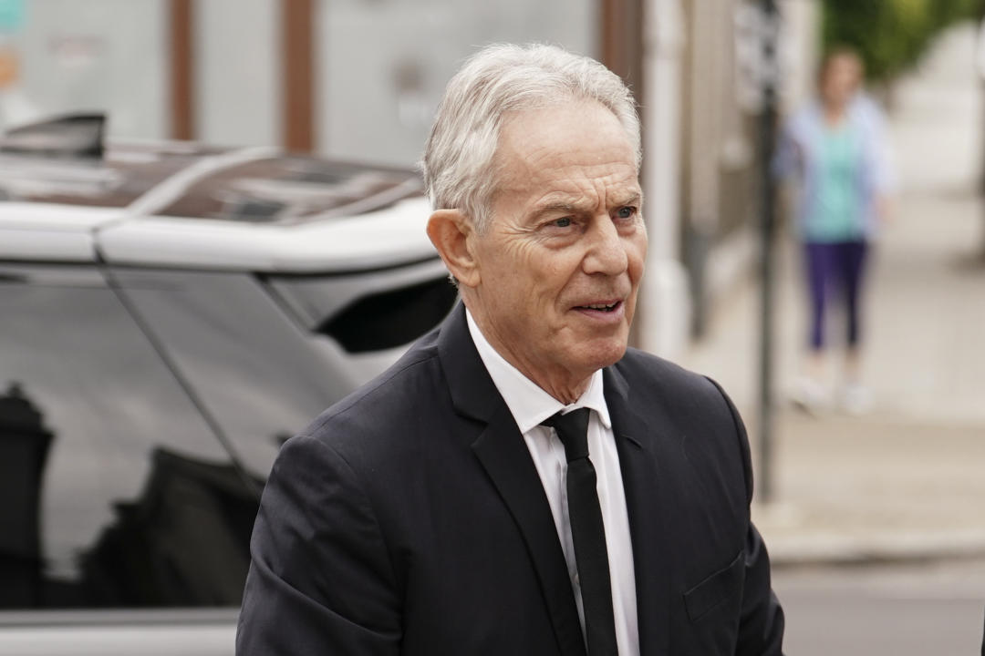 Former prime minister Sir Tony Blair arriving for the Requiem Mass 