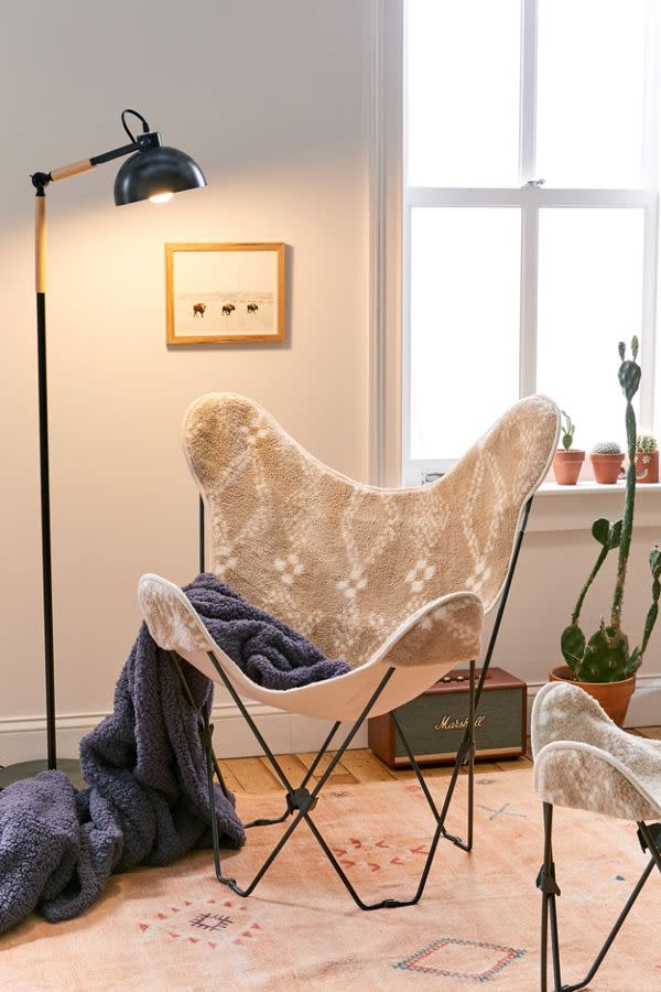 Printed Sherpa Butterfly Chair Cover 