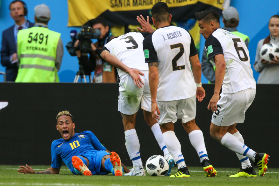 Neymar goes down. Pic: Getty