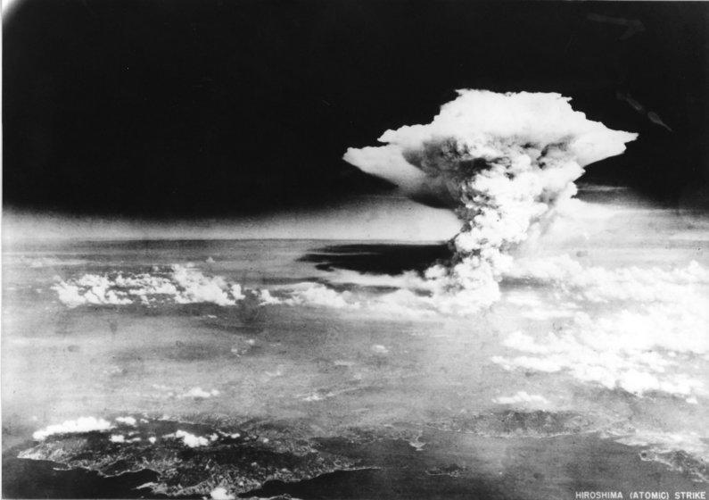 A picture taken on Aug. 6, 1945, by the U.S. Army shows the mushroom cloud of the atomic bomb dropped over the city of Hiroshima.