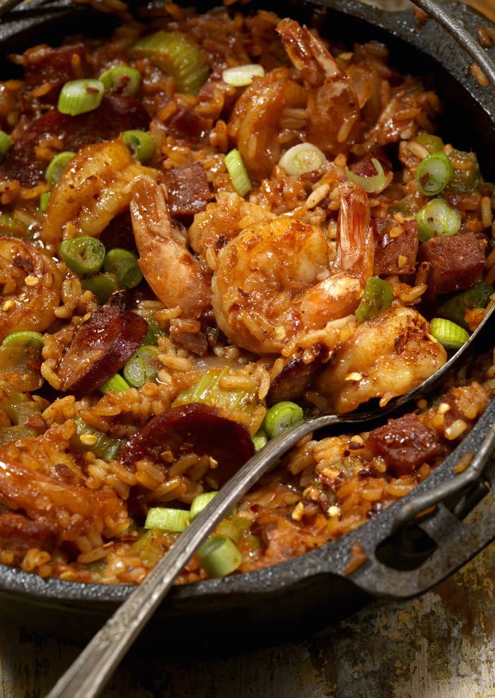 Creole Style Shrimp and Sausage Jambalaya.