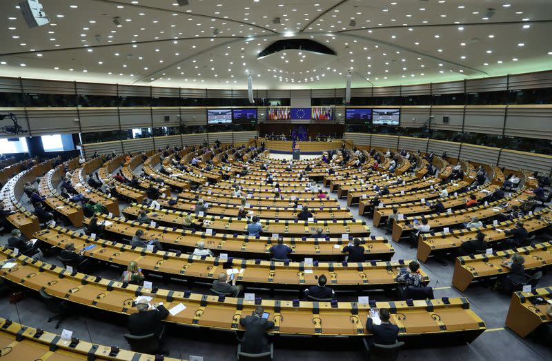 Una vista general durante una sesión plenaria del Parlamento Europeo en Bruselas, Bélgica, el 16 de septiembre de 2020