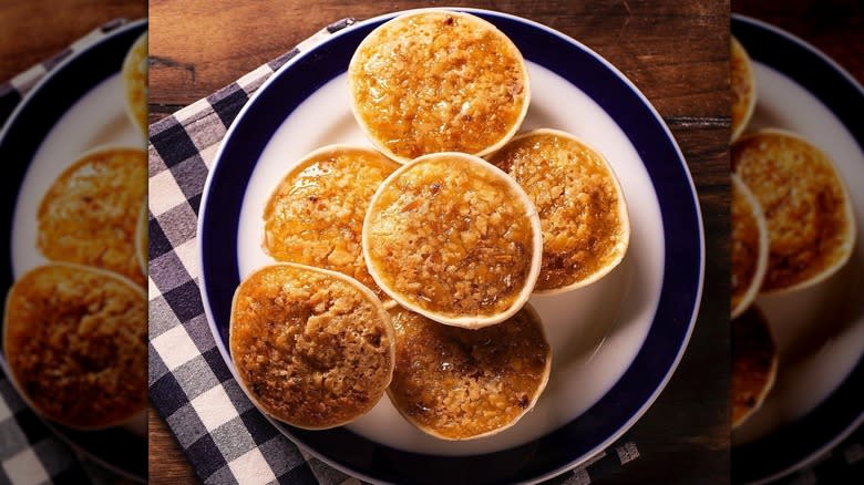 Round almond cakes on plate