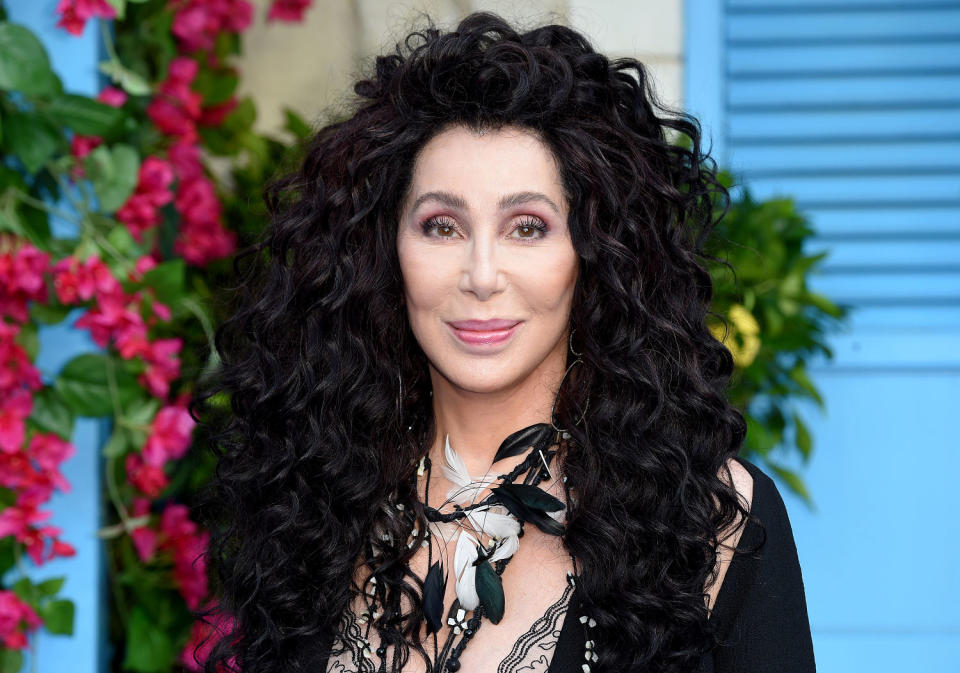 Cher poses on the red carpet upon arrival for the world premiere of the film 