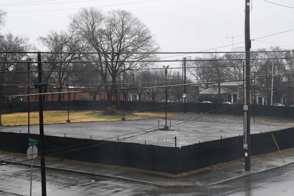 Construction of one of the student housing buildings at Fisk University in Nashville, Tenn., Tuesday, Dec. 6, 2022. 