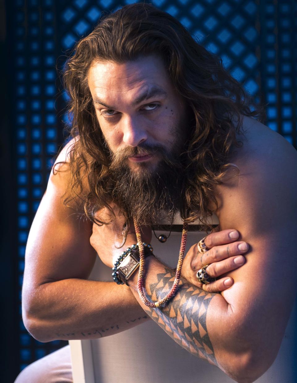 Dec 13, 2018; Los Angeles, CA, USA; Portrait of Jason Momoa who stars as the title character in the film "Aquaman." Mandatory Credit: Robert Hanashiro-USA TODAY/Sipa USA