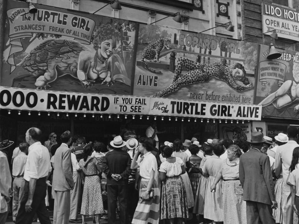 Visitors attending a show at Coney Island in the early 1900s.