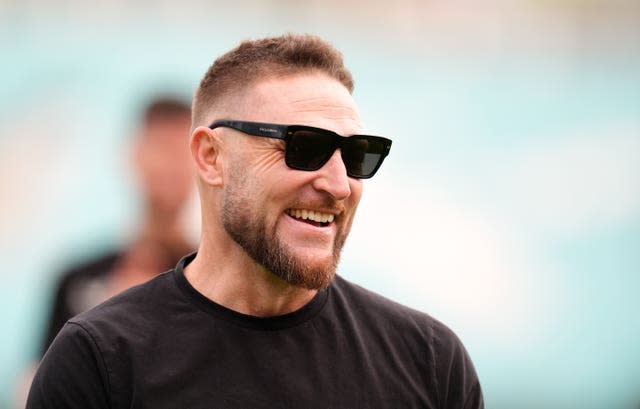 England head coach Brendon McCullum smiles during a nets session 