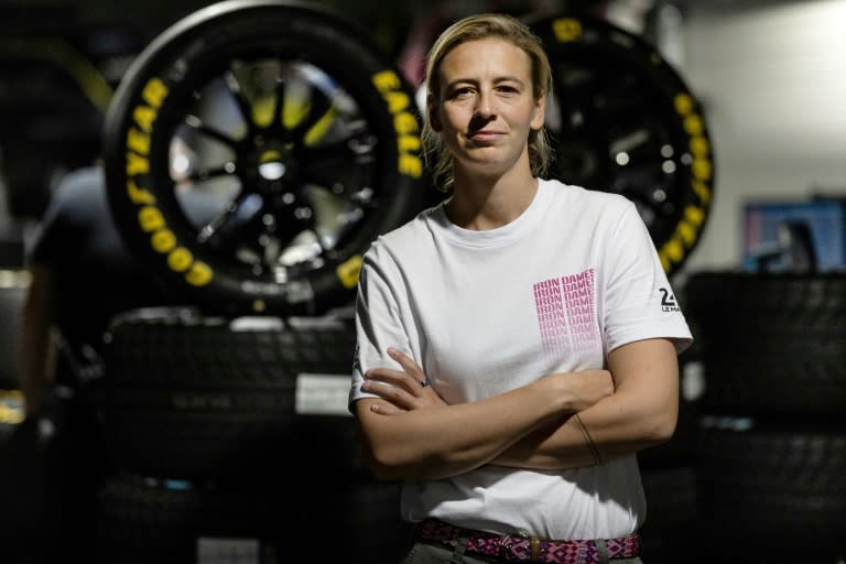 'Love at first sight': Sarah Bovy of the Iron Dames racing team poses for a photograph ahead of the Le Mans 24 Hour Race (Fred TANNEAU)