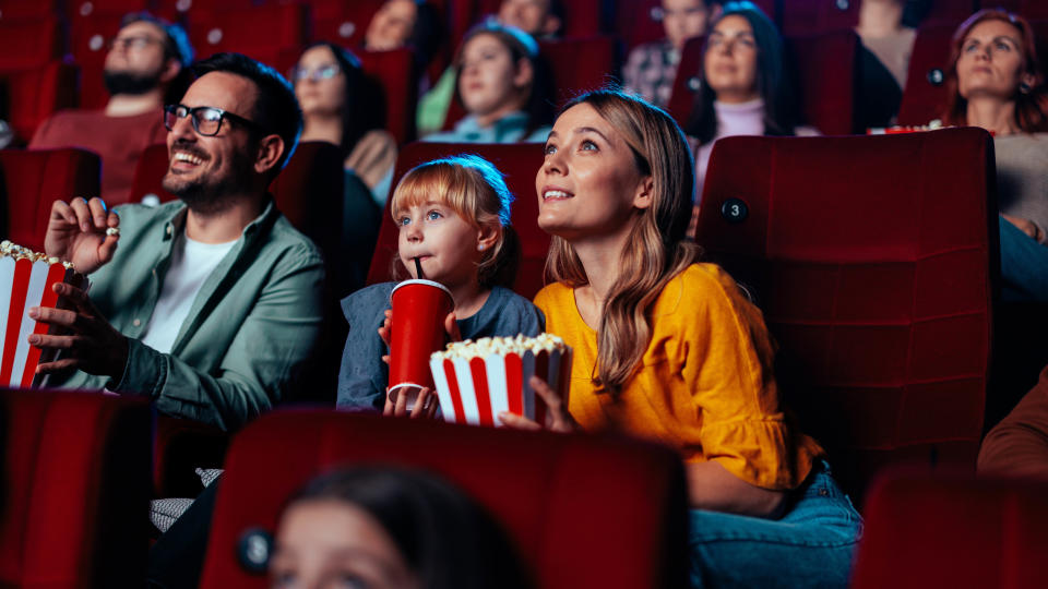 A family in a movie theater