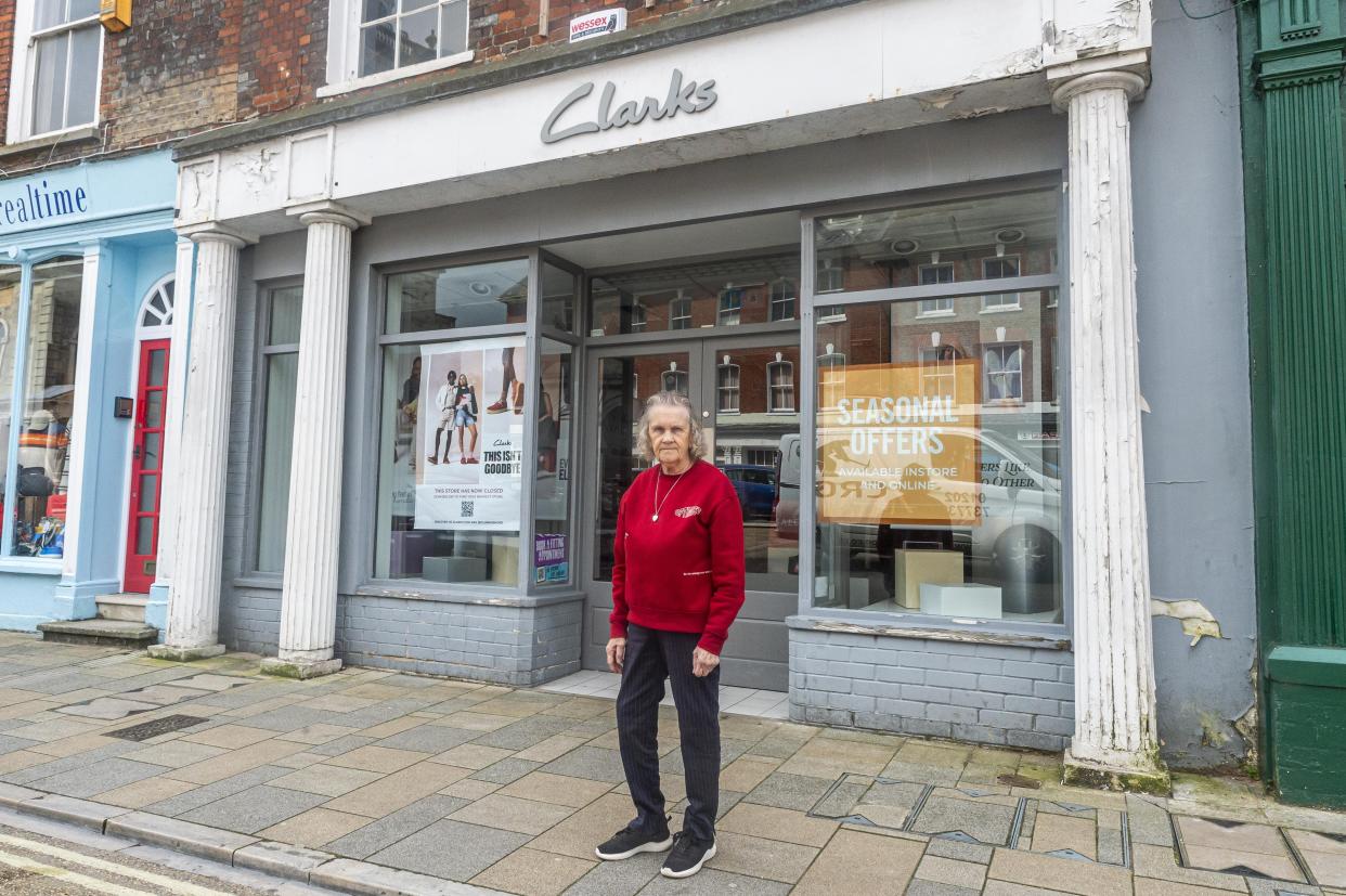 Jill Cornick was given just two days' notice when the Clarks store she has worked in her whole life was announced as closing. (BNPS/Solent)