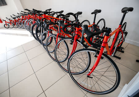 Bikes are seen in the showroom of Islabikes in Ludlow, central England, Britain February 15, 2019. REUTERS/Eddie Keogh