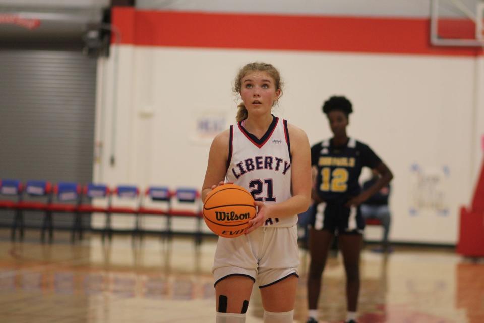 Liberty Christian Academy's Brynlee Nodurft in a game earlier this season.