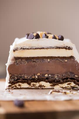 Chocolate Peanut Butter Ice Cream Slice Cake