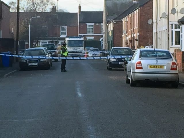 Police and the Bomb Disposal Unit outside a property in Chesterfield 