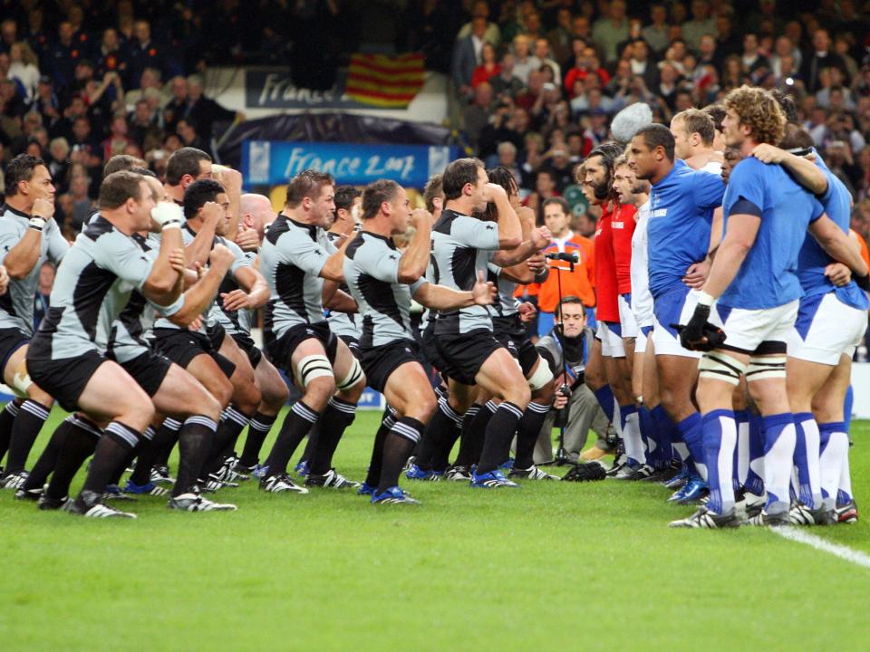 France face the Haka ahead of their 2007 Rugby World Cup quarter-final with New Zealand (Getty Images)