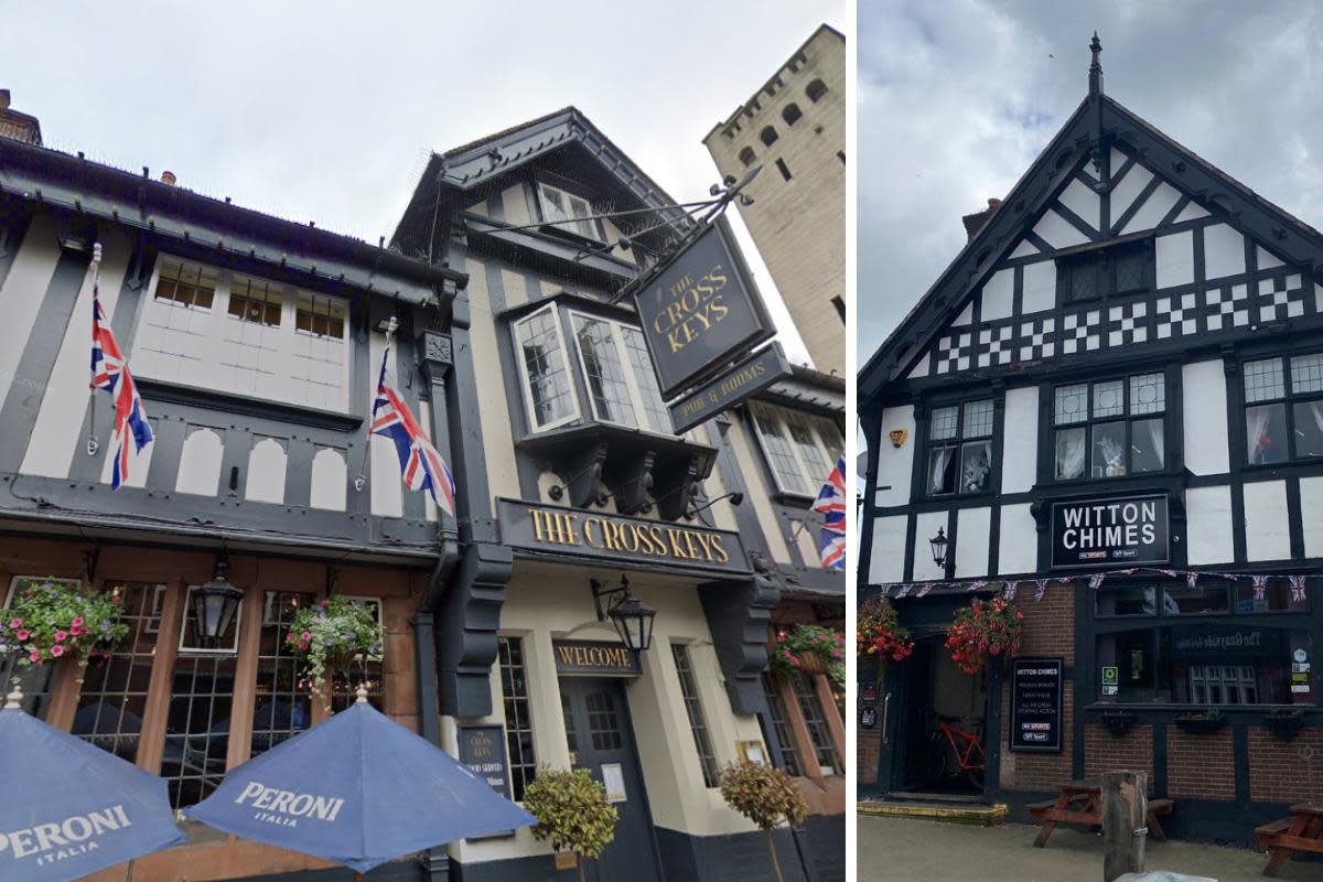 The Cross Keys in Knutsford and Witton Chimes in Northwich are just two of the pubs which may be at risk of closure <i>(Image: Google Maps/Newsquest)</i>