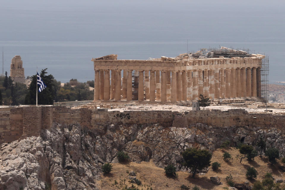 ATHENS, GREECE - JUNE 12: The Parthenon temple is seen empty due to heatwave in Athens, Greece on June 12, 2024. (Photo by Costas Baltas/Anadolu via Getty Images)