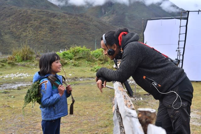 Pawo Choyning Dorji on location with “Lunana: A Yak in the Classroom”<cite>Samuel Goldywn Films</cite>