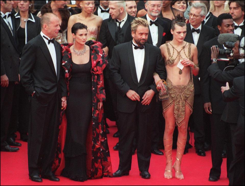 Bruce Willis, Demi Moore, Luc Besson, and Milla Jovovich, 1997