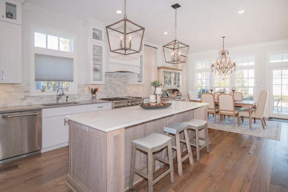 The kitchen is open to the dining space and living area.