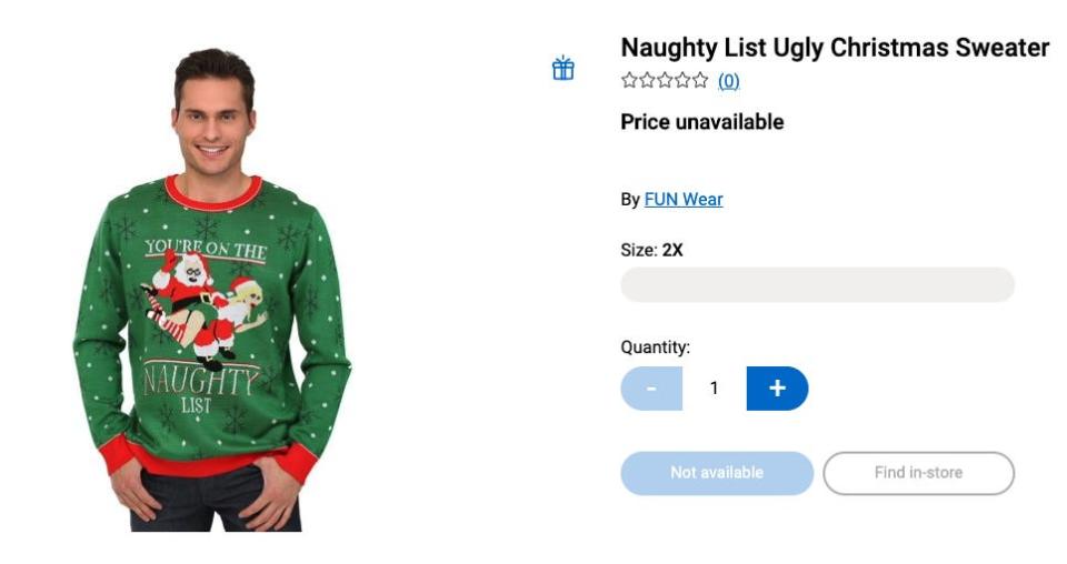 Walmart ugly Christmas sweater