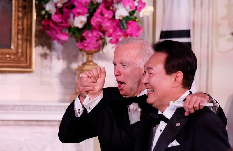 U.S. President Joe Biden hosts South Korea's President Yoon Suk Yeol at the White House