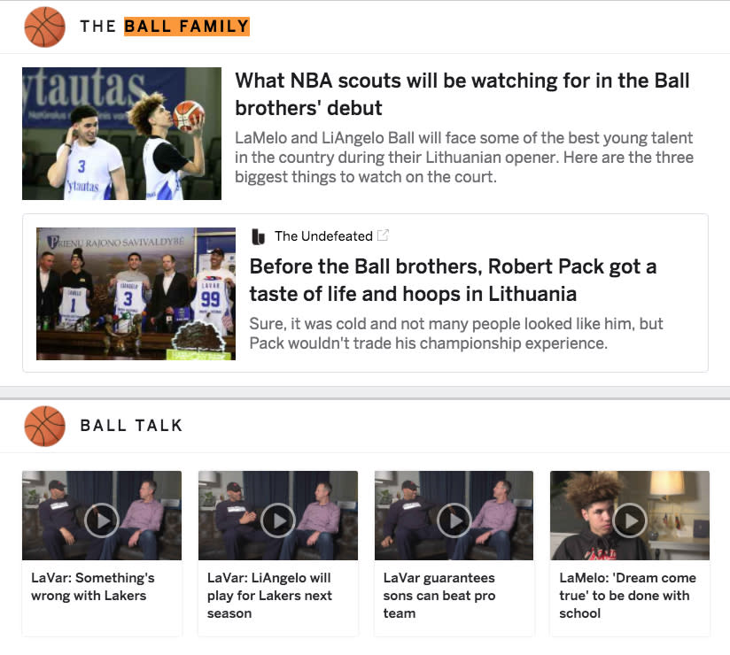 ESPN is blowing out its LaVar Ball coverage.