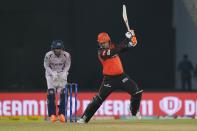 Sunrisers Hyderabads' Heinrich Klaasen plays a shot during the Indian Premier League cricket match between Gujarat Titans and Sunrisers Hyderabad in Ahmedabad, India, Monday, May 15, 2023. (AP Photo/Ajit Solanki)