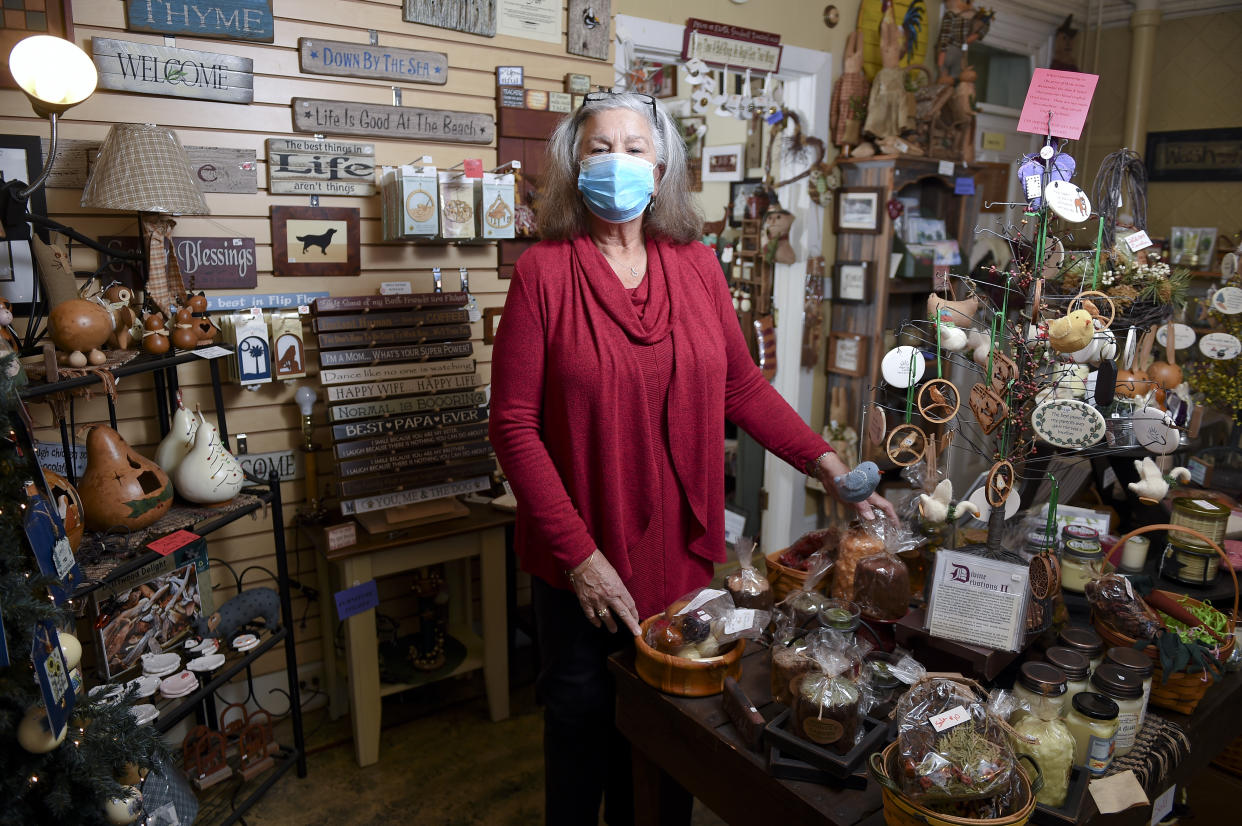 Boyertown, PA - February 4: Patsy Hahn, owner of Patsy's Potpourri of Gifts in her shop. At Patsy's Potpourri of Gifts in Boyertown Thursday afternoon February 4, 2021. Patsy Hahn, the owner, is retiring and the shop will be closing. (Photo by Ben Hasty/MediaNews Group/Reading Eagle via Getty Images)