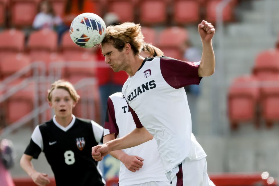 Morgan and Ogden compete in a 3A boys soccer state semifinal at Zions Bank Stadium in Herriman on Wednesday, May 10, 2023. | Spenser Heaps, Deseret News