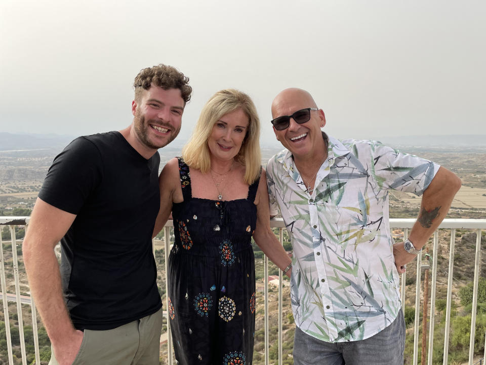 This image and the information contained herein is strictly embargoed until 00.01 Tuesday 9th November 2021

From Lifted Entertainment North

Beverley & Jordan: Destination Wedding: Ep5 on ITV and ITV Hub.

Pictured: Jordan North, Beverley Callard and husband Jon in Mojacar.

This photograph is (C) ITV Plc and can only be reproduced for editorial purposes directly in connection with the programme or event mentioned above, or ITV plc. Once made available by ITV plc Picture Desk, this photograph can be reproduced once only up until the transmission [TX] date and no reproduction fee will be charged. Any subsequent usage may incur a fee. This photograph must not be manipulated [excluding basic cropping] in a manner which alters the visual appearance of the person photographed deemed detrimental or inappropriate by ITV plc Picture Desk.  This photograph must not be syndicated to any other company, publication or website, or permanently archived, without the express written permission of ITV Picture Desk. Full Terms and conditions are available on the website www.itv.com/presscentre/itvpictures/terms

For further information please contact:
james.hilder@itv.com / 0207 157 3052