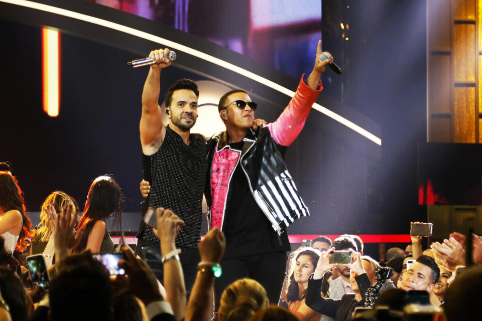 <p>“Despacito” was a global, genre-bridging smash. The bilingual, multicultural aspect takes on added import in the age of Donald Trump. This would be would be the first song primarily recorded in a foreign language to be nominated here since Los Lobos’ “La Bamba.”<br>(Photo: John Parra/Getty Images) </p>