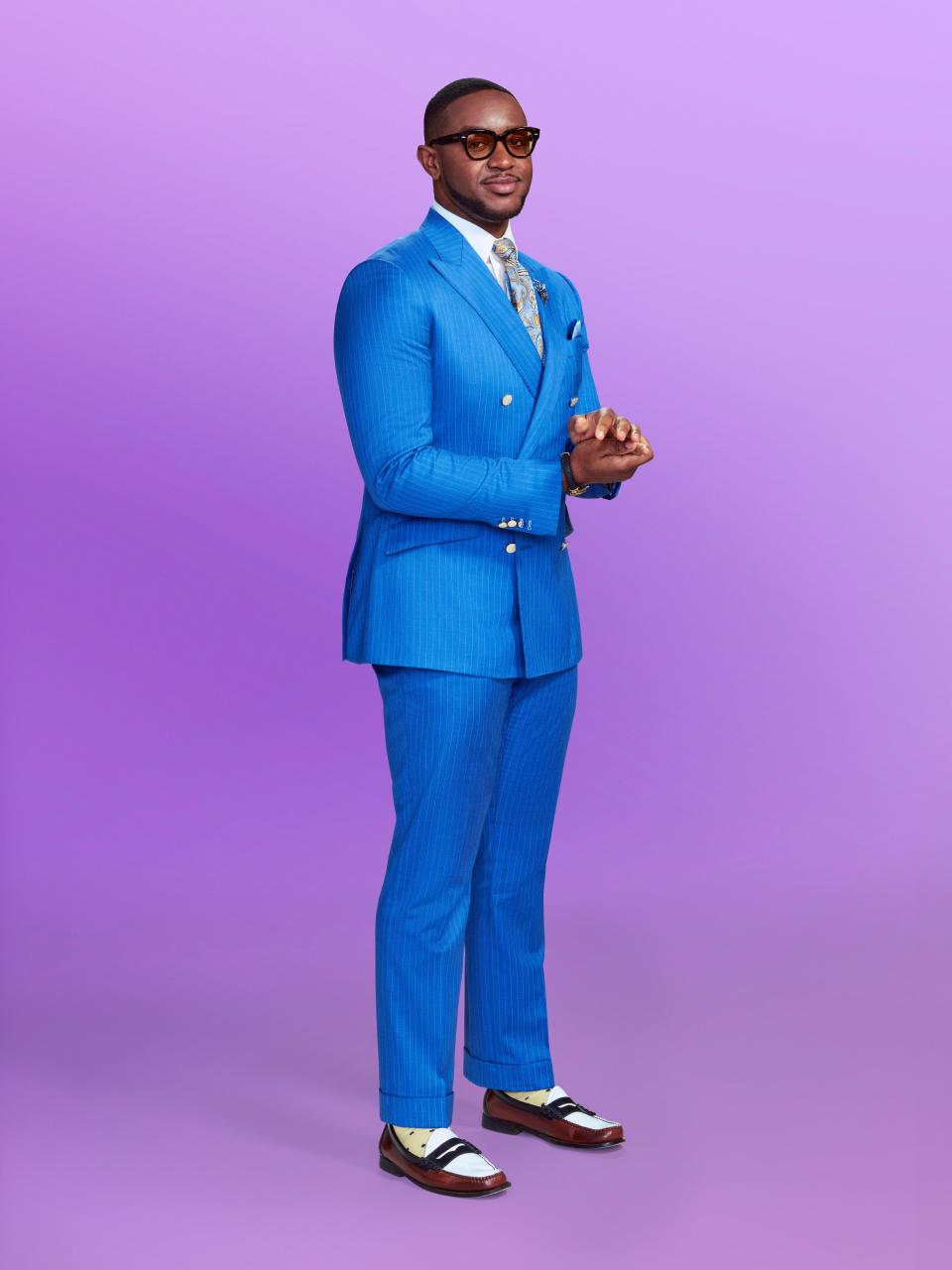 Jamal, a contestant on "Love Is Blind" season 6, wearing a blue suit