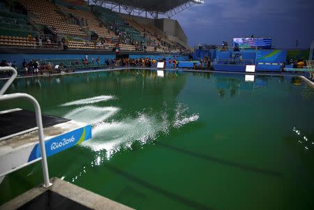 General view of the Olympic diving pool this afternoon. REUTERS/Michael Dalder