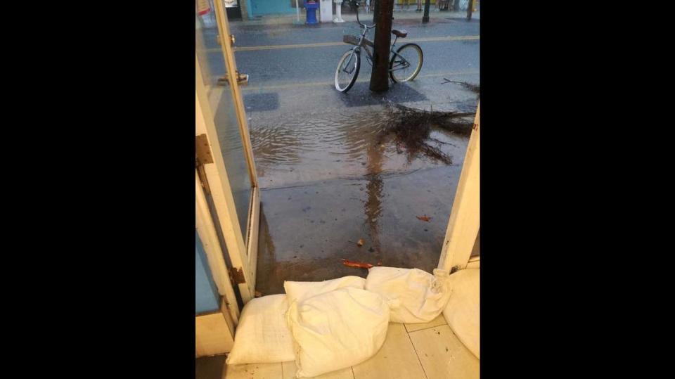 A candy shop in the 100 block of Duval Street tried to fend off the water with sandbags. Some employees had to bike home in water that became waist-high at some points, they said.