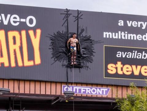 Steve-O was removed from the billboard by Los Angeles firefighters (Getty Images)