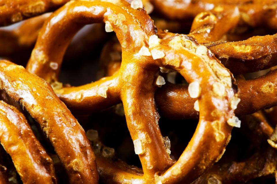 Hard pretzels: crunchy, salty and they don’t go stale. <a href="https://www.shutterstock.com/image-photo/background-salted-fresh-pretzels-165474245?src=mslIcvVskiXD4EYxhnpBsQ-1-12" rel="nofollow noopener" target="_blank" data-ylk="slk:RMIKKA/Shutterstock.com;elm:context_link;itc:0;sec:content-canvas" class="link ">RMIKKA/Shutterstock.com</a>