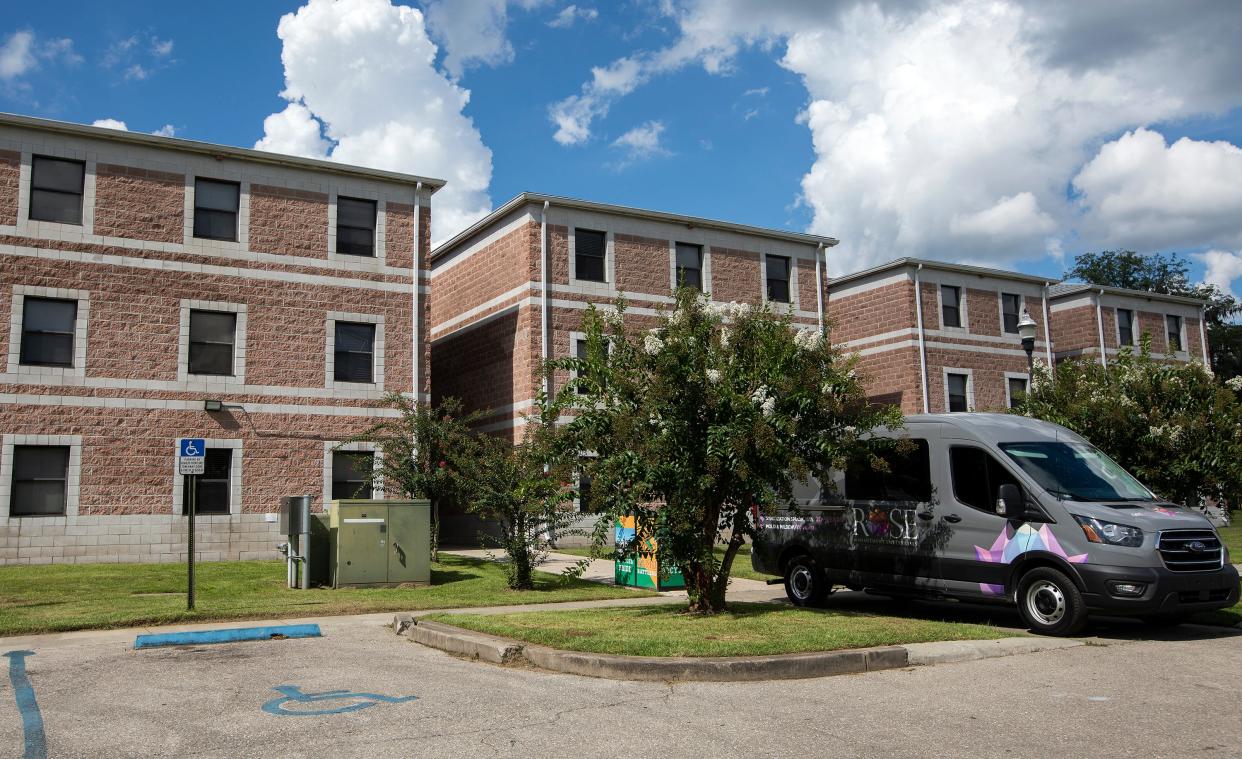 A sanitation specialist truck is seen outside of FAMU Palmetto Phase III Apartments on Tuesday, Aug. 30, 2022 in Tallahassee, Fla. 