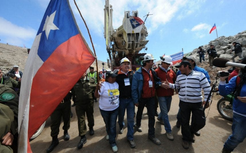 Scenes from the operation to bring 33 Chilean miners trapped underground for more than two months back to the surface, in October 2010 