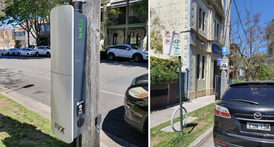 An electric vehicle charging station in Newtown, Sydney. 