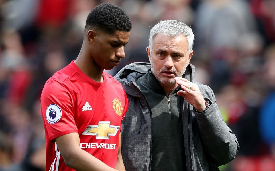 Marcus Rashford and Jose Mourinho